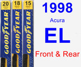 Front & Rear Wiper Blade Pack for 1998 Acura EL - Premium
