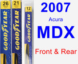 Front & Rear Wiper Blade Pack for 2007 Acura MDX - Premium