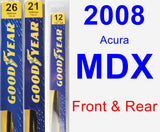 Front & Rear Wiper Blade Pack for 2008 Acura MDX - Premium