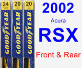 Front & Rear Wiper Blade Pack for 2002 Acura RSX - Premium