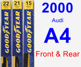 Front & Rear Wiper Blade Pack for 2000 Audi A4 - Premium