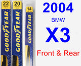 Front & Rear Wiper Blade Pack for 2004 BMW X3 - Premium