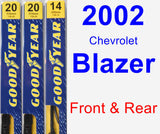 Front & Rear Wiper Blade Pack for 2002 Chevrolet Blazer - Premium