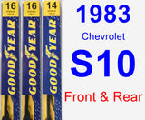 Front & Rear Wiper Blade Pack for 1983 Chevrolet S10 - Premium