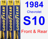 Front & Rear Wiper Blade Pack for 1984 Chevrolet S10 - Premium