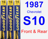 Front & Rear Wiper Blade Pack for 1987 Chevrolet S10 - Premium