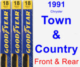 Front & Rear Wiper Blade Pack for 1991 Chrysler Town & Country - Premium