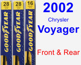 Front & Rear Wiper Blade Pack for 2002 Chrysler Voyager - Premium