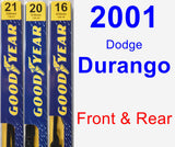 Front & Rear Wiper Blade Pack for 2001 Dodge Durango - Premium