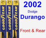 Front & Rear Wiper Blade Pack for 2002 Dodge Durango - Premium