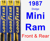 Front & Rear Wiper Blade Pack for 1987 Dodge Mini Ram - Premium