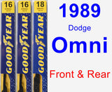 Front & Rear Wiper Blade Pack for 1989 Dodge Omni - Premium