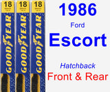 Front & Rear Wiper Blade Pack for 1986 Ford Escort - Premium