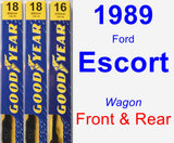 Front & Rear Wiper Blade Pack for 1989 Ford Escort - Premium