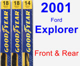 Front & Rear Wiper Blade Pack for 2001 Ford Explorer - Premium