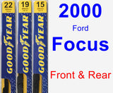 Front & Rear Wiper Blade Pack for 2000 Ford Focus - Premium