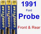 Front & Rear Wiper Blade Pack for 1991 Ford Probe - Premium