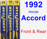 Front & Rear Wiper Blade Pack for 1992 Honda Accord - Premium