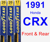 Front & Rear Wiper Blade Pack for 1991 Honda CRX - Premium