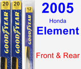 Front & Rear Wiper Blade Pack for 2005 Honda Element - Premium