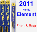 Front & Rear Wiper Blade Pack for 2011 Honda Element - Premium