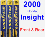 Front & Rear Wiper Blade Pack for 2000 Honda Insight - Premium