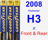 Front & Rear Wiper Blade Pack for 2008 Hummer H3 - Premium