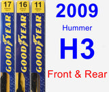 Front & Rear Wiper Blade Pack for 2009 Hummer H3 - Premium