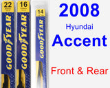 Front & Rear Wiper Blade Pack for 2008 Hyundai Accent - Premium
