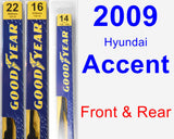 Front & Rear Wiper Blade Pack for 2009 Hyundai Accent - Premium