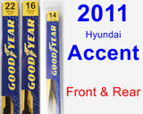 Front & Rear Wiper Blade Pack for 2011 Hyundai Accent - Premium