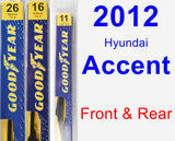 Front & Rear Wiper Blade Pack for 2012 Hyundai Accent - Premium