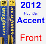 Front Wiper Blade Pack for 2012 Hyundai Accent - Premium
