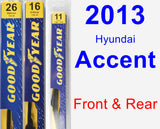 Front & Rear Wiper Blade Pack for 2013 Hyundai Accent - Premium