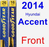 Front Wiper Blade Pack for 2014 Hyundai Accent - Premium