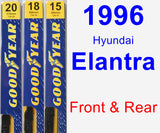 Front & Rear Wiper Blade Pack for 1996 Hyundai Elantra - Premium