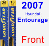 Front Wiper Blade Pack for 2007 Hyundai Entourage - Premium