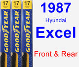 Front & Rear Wiper Blade Pack for 1987 Hyundai Excel - Premium