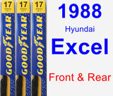 Front & Rear Wiper Blade Pack for 1988 Hyundai Excel - Premium