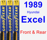 Front & Rear Wiper Blade Pack for 1989 Hyundai Excel - Premium