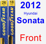 Front Wiper Blade Pack for 2012 Hyundai Sonata - Premium