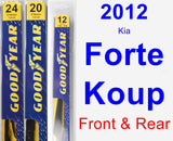 Front & Rear Wiper Blade Pack for 2012 Kia Forte Koup - Premium