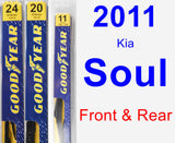 Front & Rear Wiper Blade Pack for 2011 Kia Soul - Premium