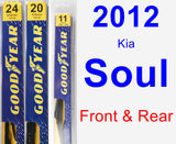 Front & Rear Wiper Blade Pack for 2012 Kia Soul - Premium