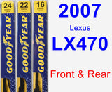 Front & Rear Wiper Blade Pack for 2007 Lexus LX470 - Premium