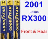 Front & Rear Wiper Blade Pack for 2001 Lexus RX300 - Premium