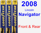 Front & Rear Wiper Blade Pack for 2008 Lincoln Navigator - Premium