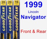 Front & Rear Wiper Blade Pack for 1999 Lincoln Navigator - Premium