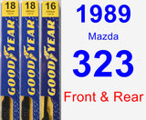 Front & Rear Wiper Blade Pack for 1989 Mazda 323 - Premium