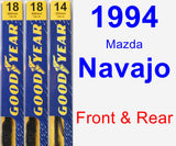 Front & Rear Wiper Blade Pack for 1994 Mazda Navajo - Premium